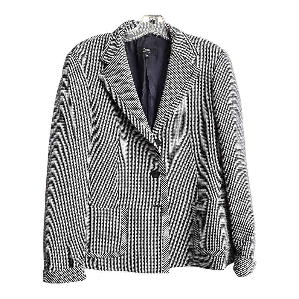 Zanella Black and White Blazer Tailored Suit Jacket, Size 10